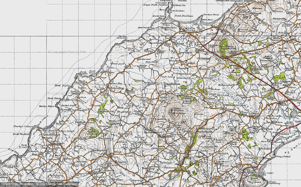 Old Map of Historic Map covering Wyddgrug in 1947