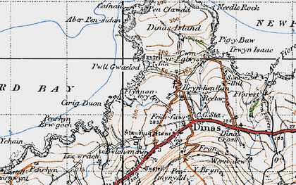 Old map of Aber Pensidan in 1947