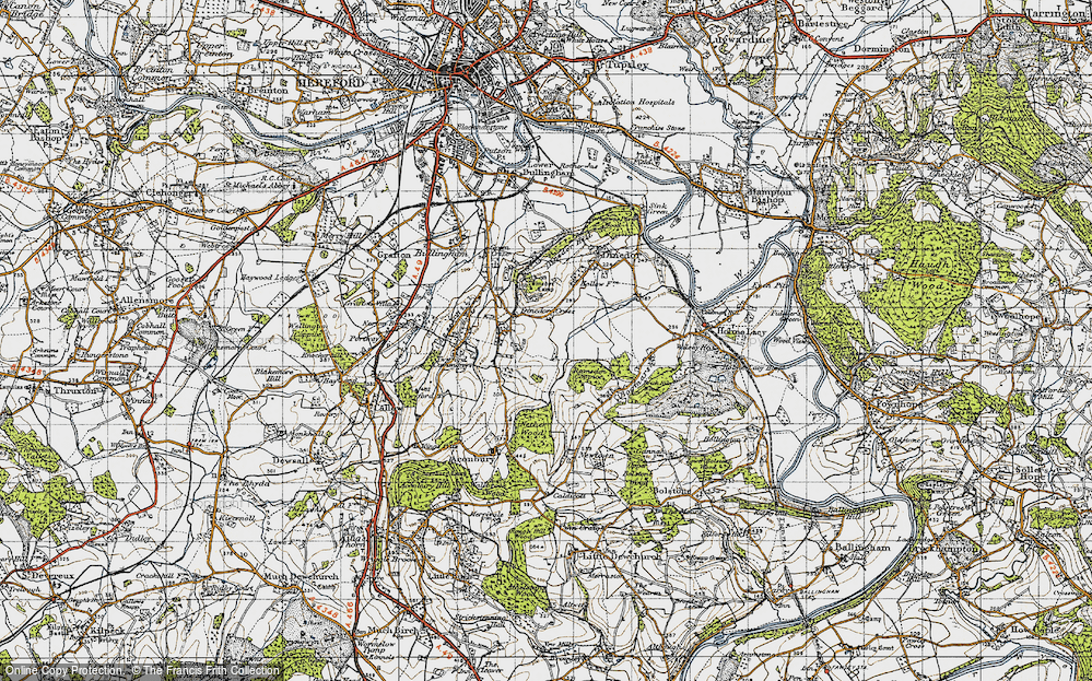 Old Map of Dinedor Cross, 1947 in 1947