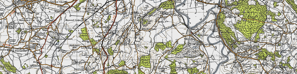 Old map of Dinedor Cross in 1947