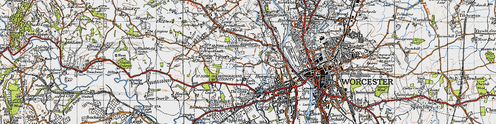 Old map of Dines Green in 1947