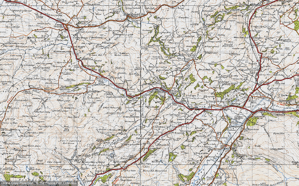Old Map of Historic Map covering Rhôs-cae'r-ceiliog in 1947