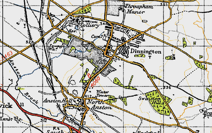 Old map of Dinnington in 1947