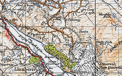 Old map of Dinorwig in 1947