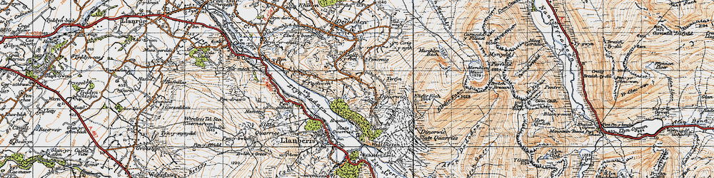 Old map of Dinorwig in 1947