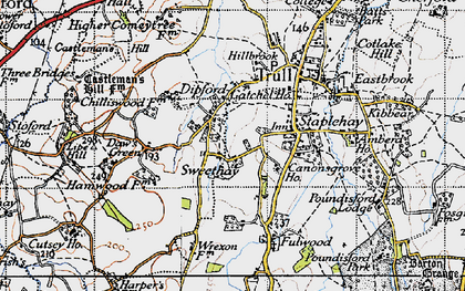 Old map of Dipford in 1946