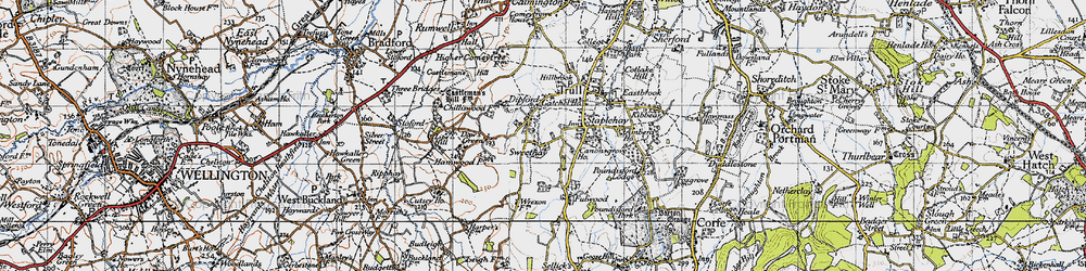 Old map of Dipford in 1946