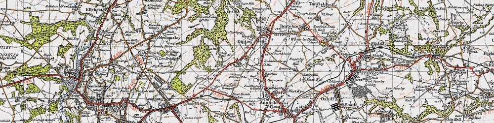 Old map of Dipton in 1947