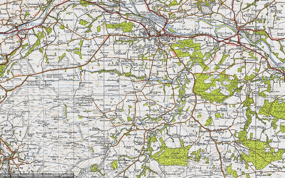 Old Map of Historic Map covering Dotland Park in 1947