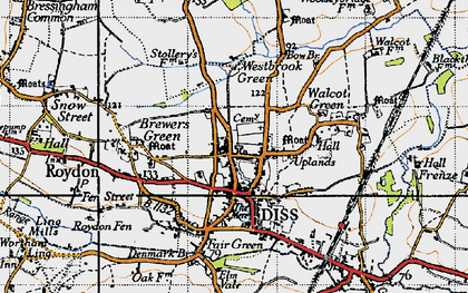Old map of Diss in 1946