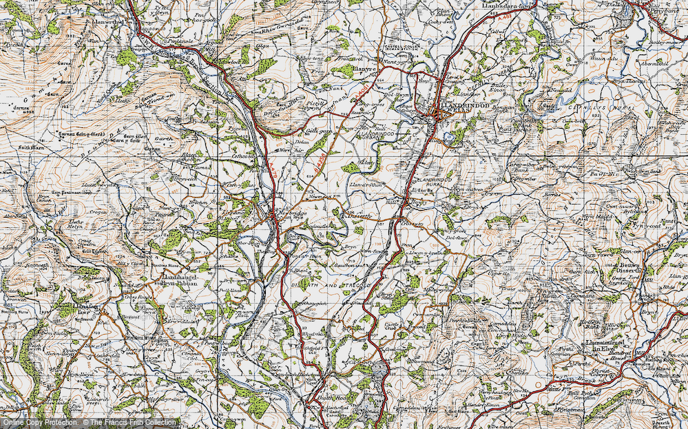 Old Map of Historic Map covering Brynsadwrn in 1947
