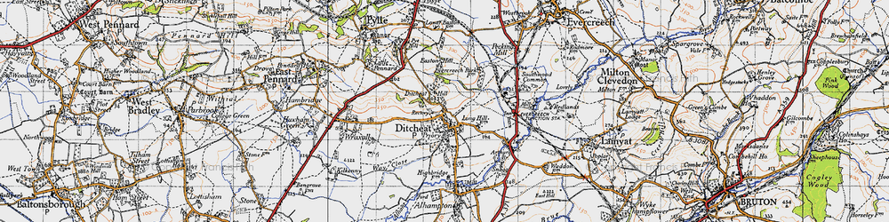 Old map of Ditcheat in 1946