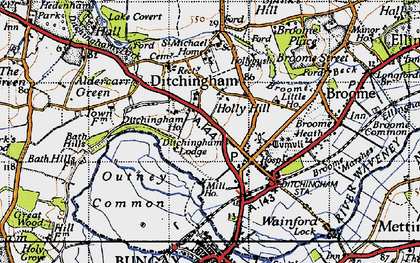 Old map of Ditchingham in 1946