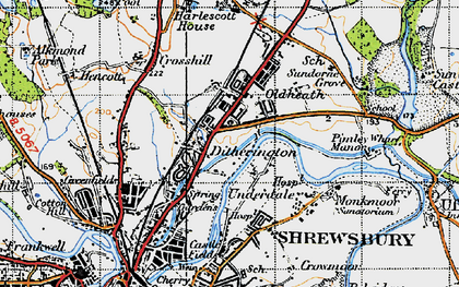 Old map of Ditherington in 1947