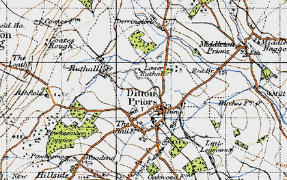 Old map of Ditton Priors in 1947