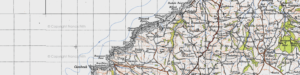 Old map of Dizzard in 1946