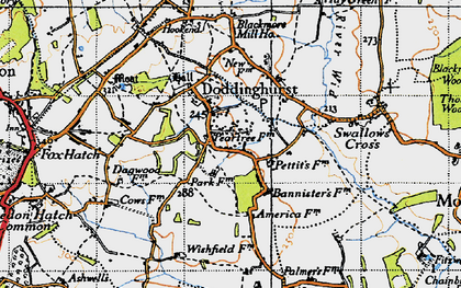 Old map of Doddinghurst in 1946