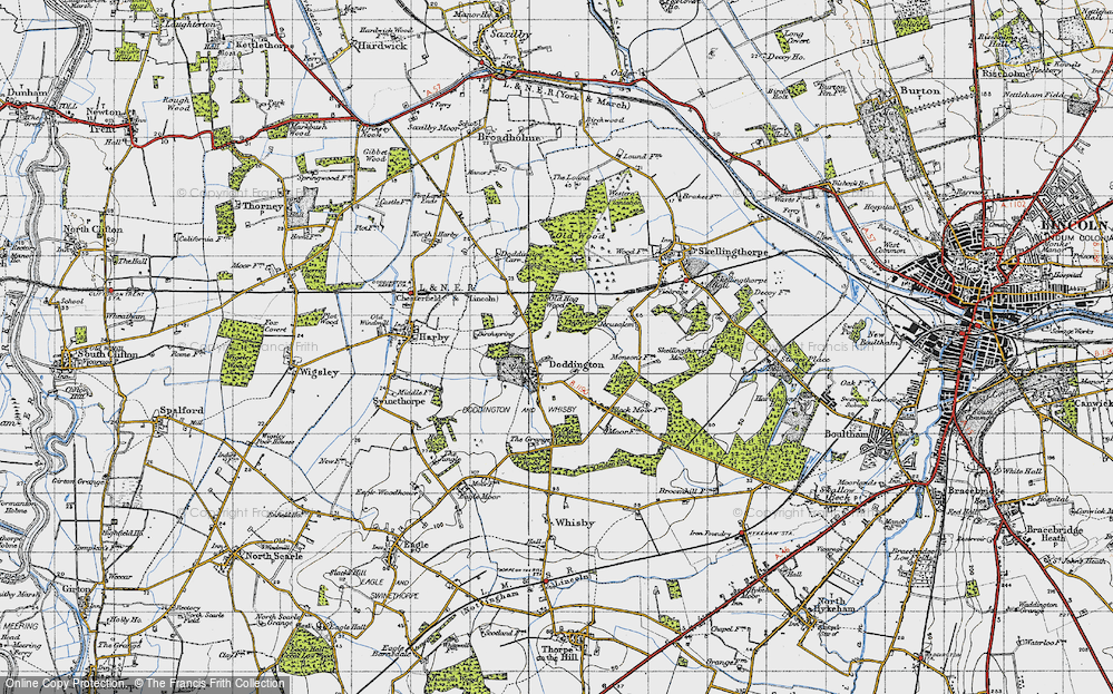 Old Map of Historic Map covering Ash Lound in 1947
