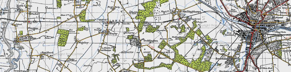 Old map of Doddington in 1947