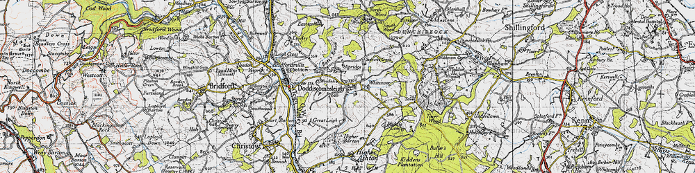 Old map of Doddiscombsleigh in 1946