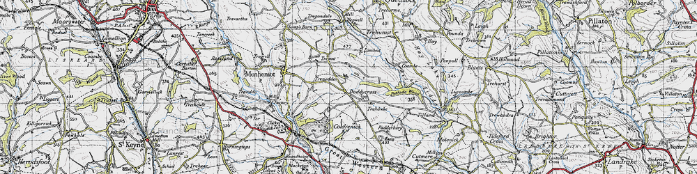 Old map of Doddycross in 1946