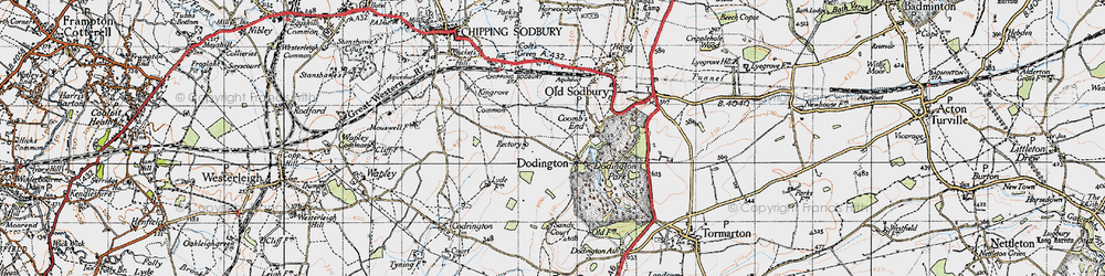Old map of Dodington in 1946