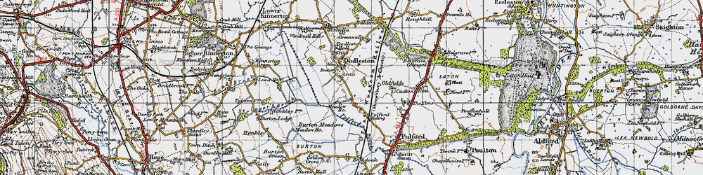 Old map of Dodleston in 1947