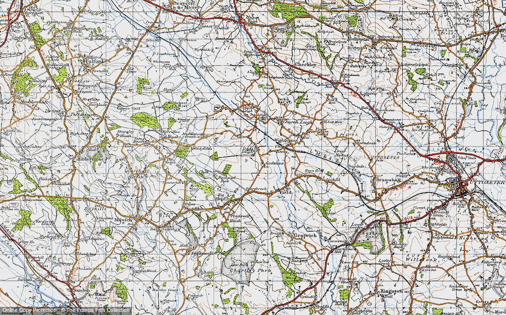 Old Map of Dods Leigh, 1946 in 1946