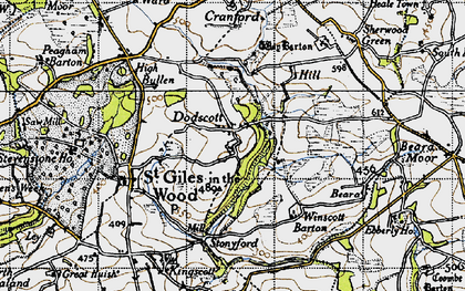 Old map of Dodscott in 1946