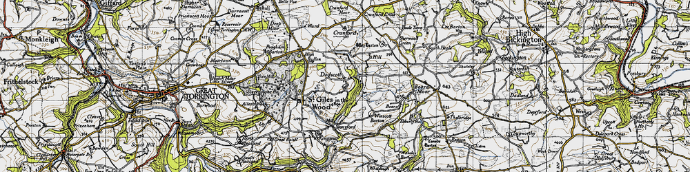Old map of Dodscott in 1946