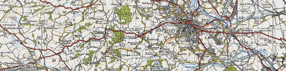 Old map of Dodworth in 1947