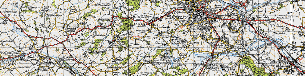 Old map of Dodworth Bottom in 1947