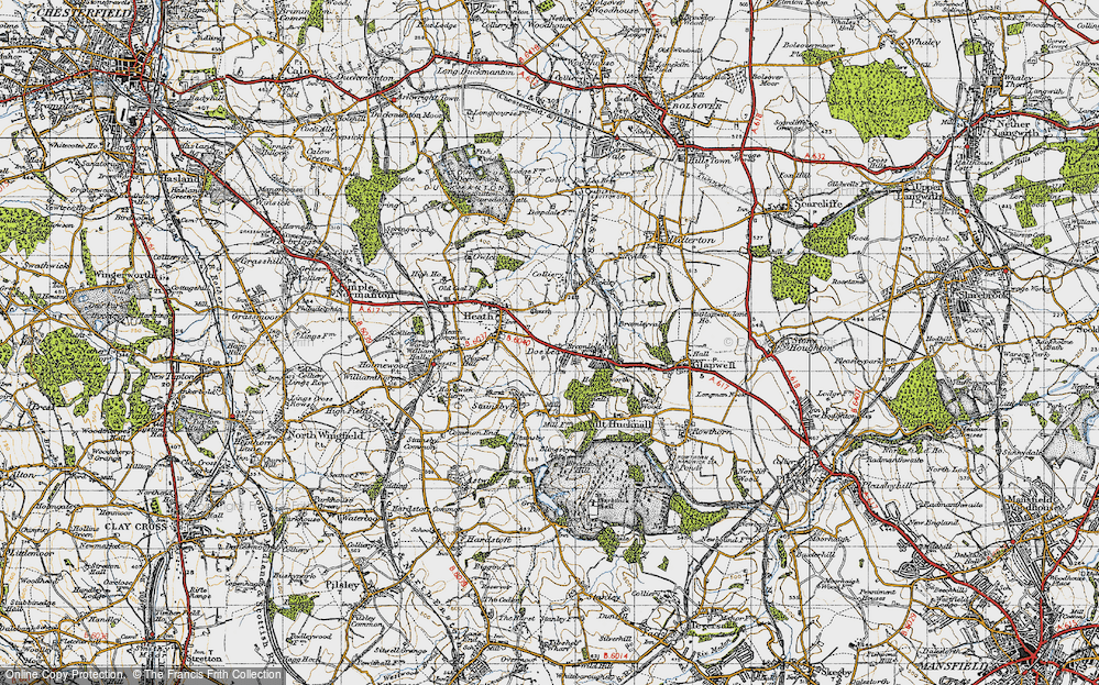 Old Map of Doe Lea, 1947 in 1947