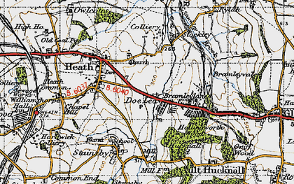 Old map of Doe Lea in 1947