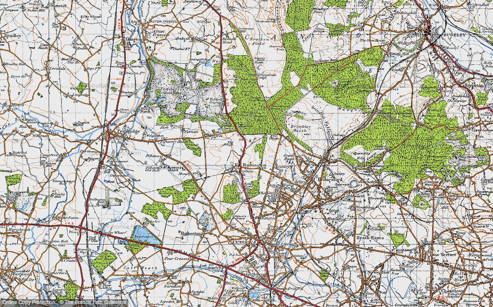Old Map of Historic Map covering Badger Slade Wood in 1946