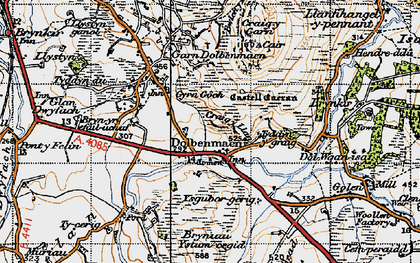 Old map of Bryniau Ystumcegid in 1947