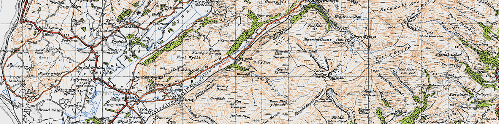 Old map of Afon Fathew in 1947