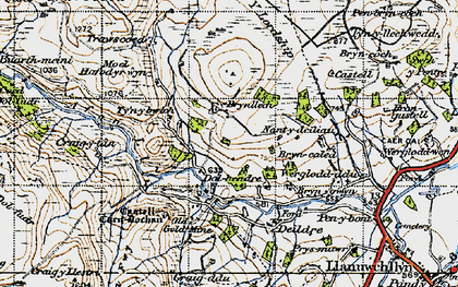 Old map of Afon Lliw in 1947