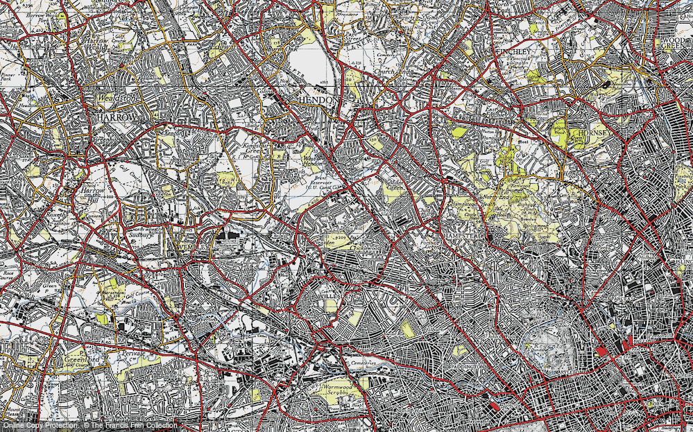 Old Map of Dollis Hill, 1945 in 1945