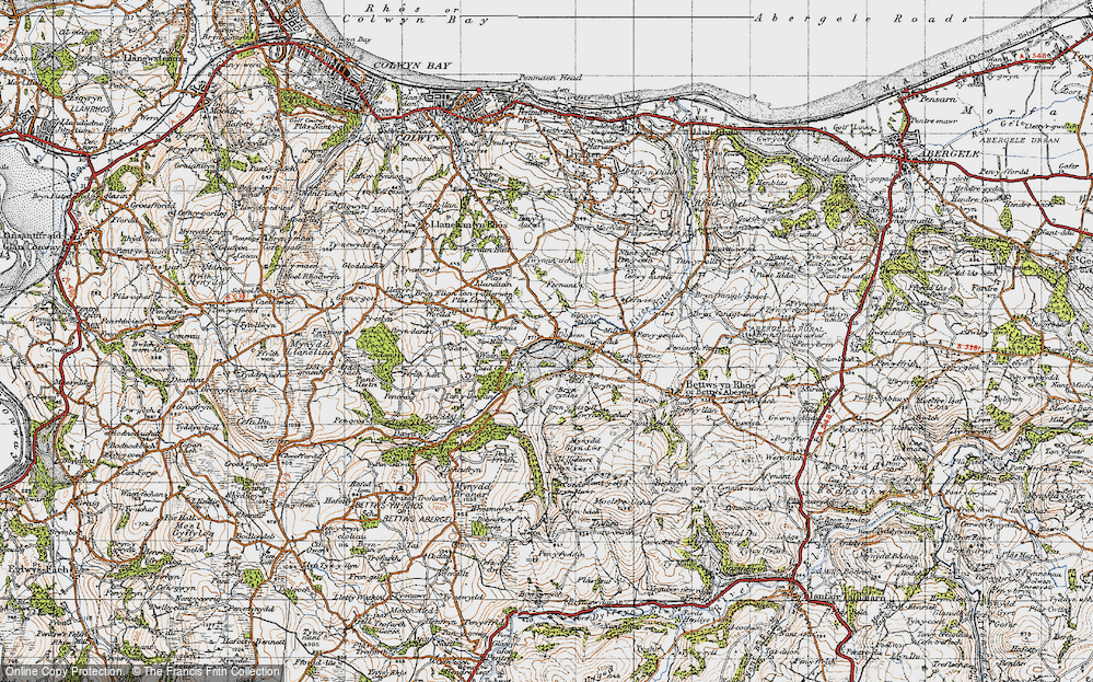 Old Map of Historic Map covering Bryn Dansi in 1947