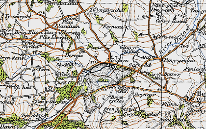 Old map of Bron Pistyll in 1947