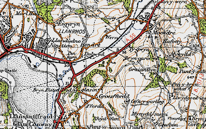 Old map of Dolwyd in 1947