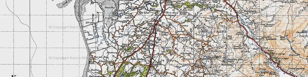 Old map of Dolydd in 1947