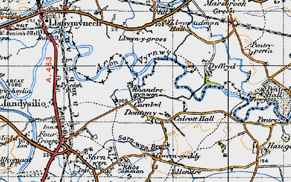 Old map of Domgay in 1947