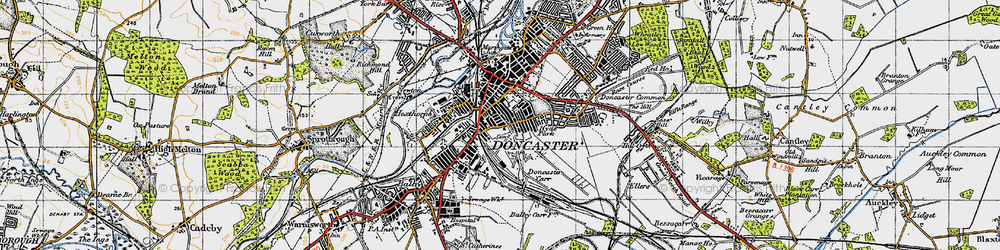 Old map of Doncaster in 1947