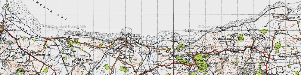 Old map of Doniford in 1946