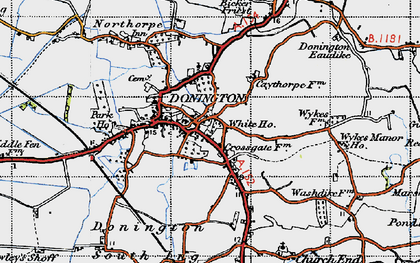 Old map of Donington in 1946
