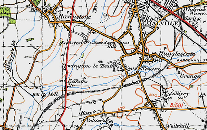 Old map of Donington le Heath in 1946