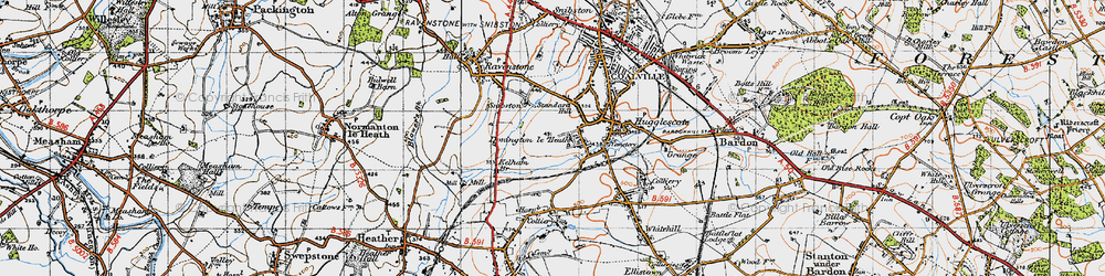 Old map of Donington le Heath in 1946