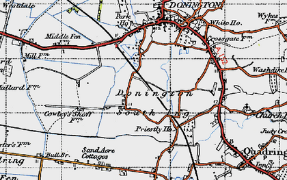 Old map of Donington South Ing in 1946